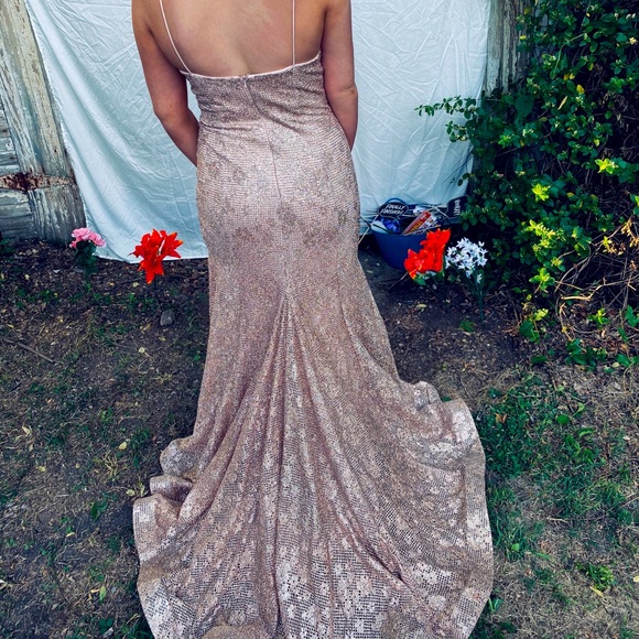 Champagne Sparkle Prom Dress. - Picture 1 of 2